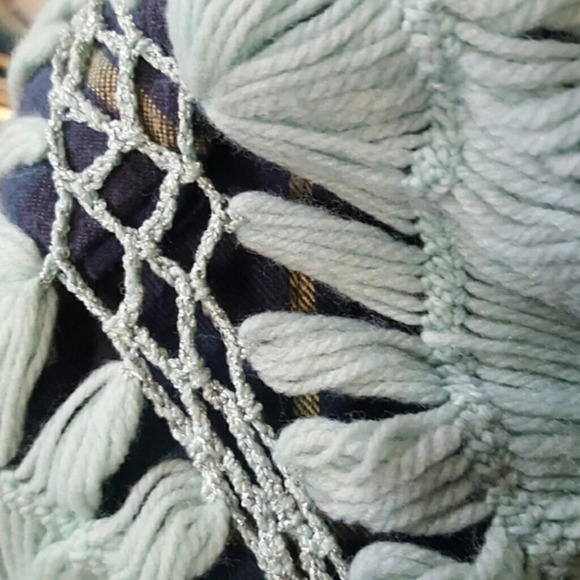 Handmade Aqua green crochet infinity scarf - Picture 2 of 9